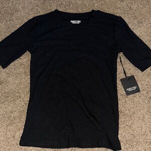 Black Ribbed T-Shirt